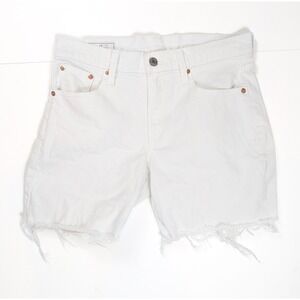 GAP‎ Mid Rise White Denim Raw Hem 5 Pocket Shorts Women's Size 2R/26